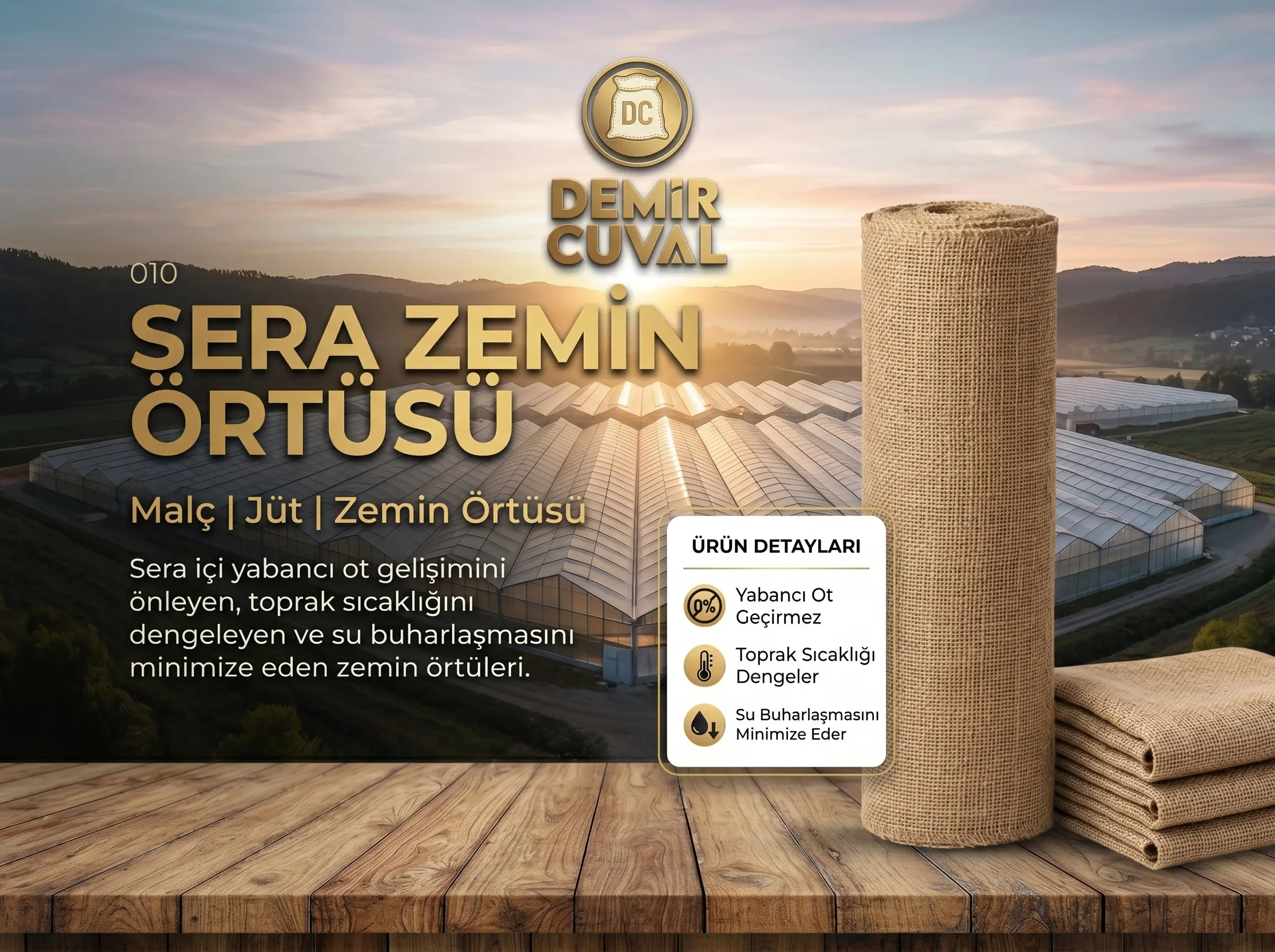 Sera taban örtüsü, malç jüt ve otlanma engelleyici yer örtüsü uygulaması